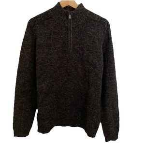 Emerald Isle Knitwear 1/4 Zip Wool Blend Pullover Sweater Mens Large Charcoal